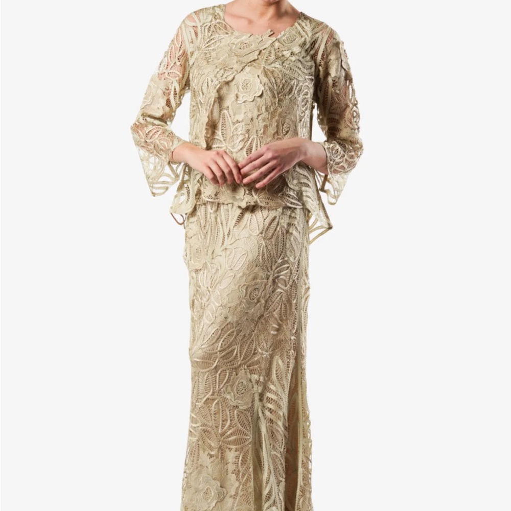 Soulmates Beige Lace Fabric with Intricate Design